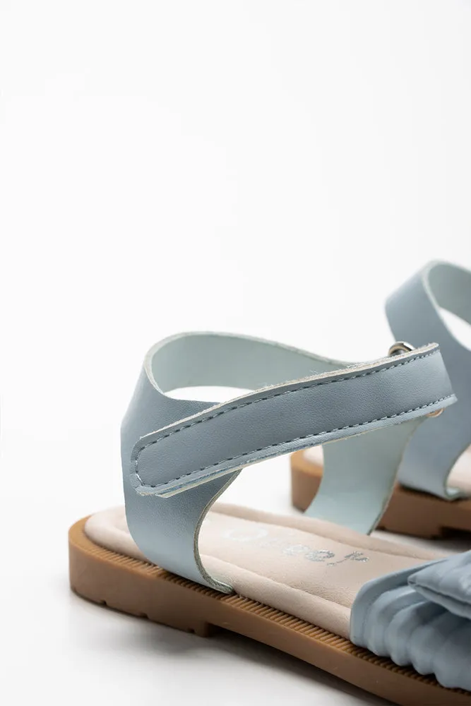 Pleated Bow Sandal Light Blue