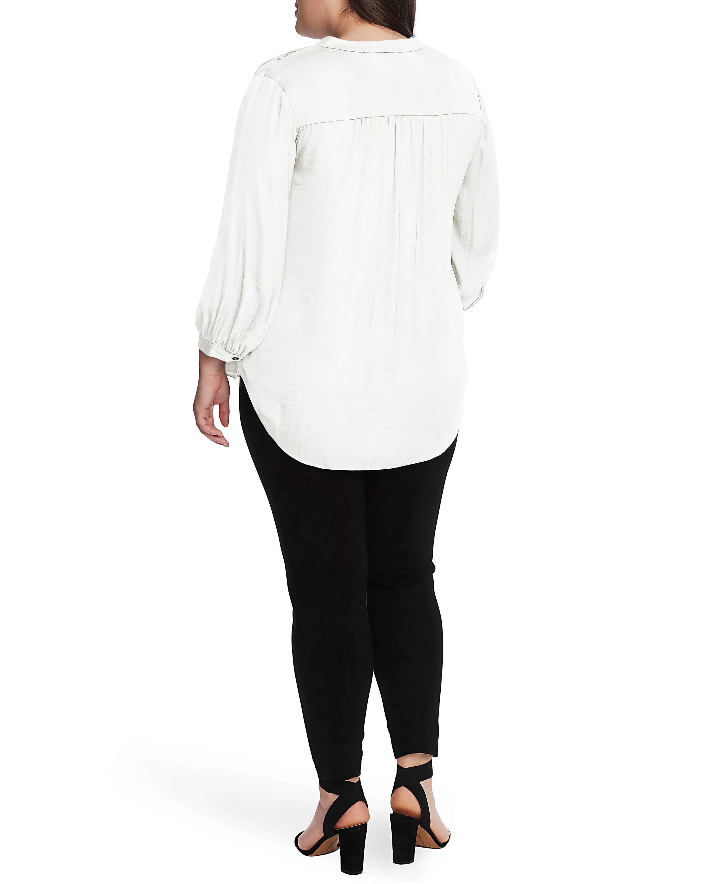 Plus-Size V-Neck Inverted Pleat Top