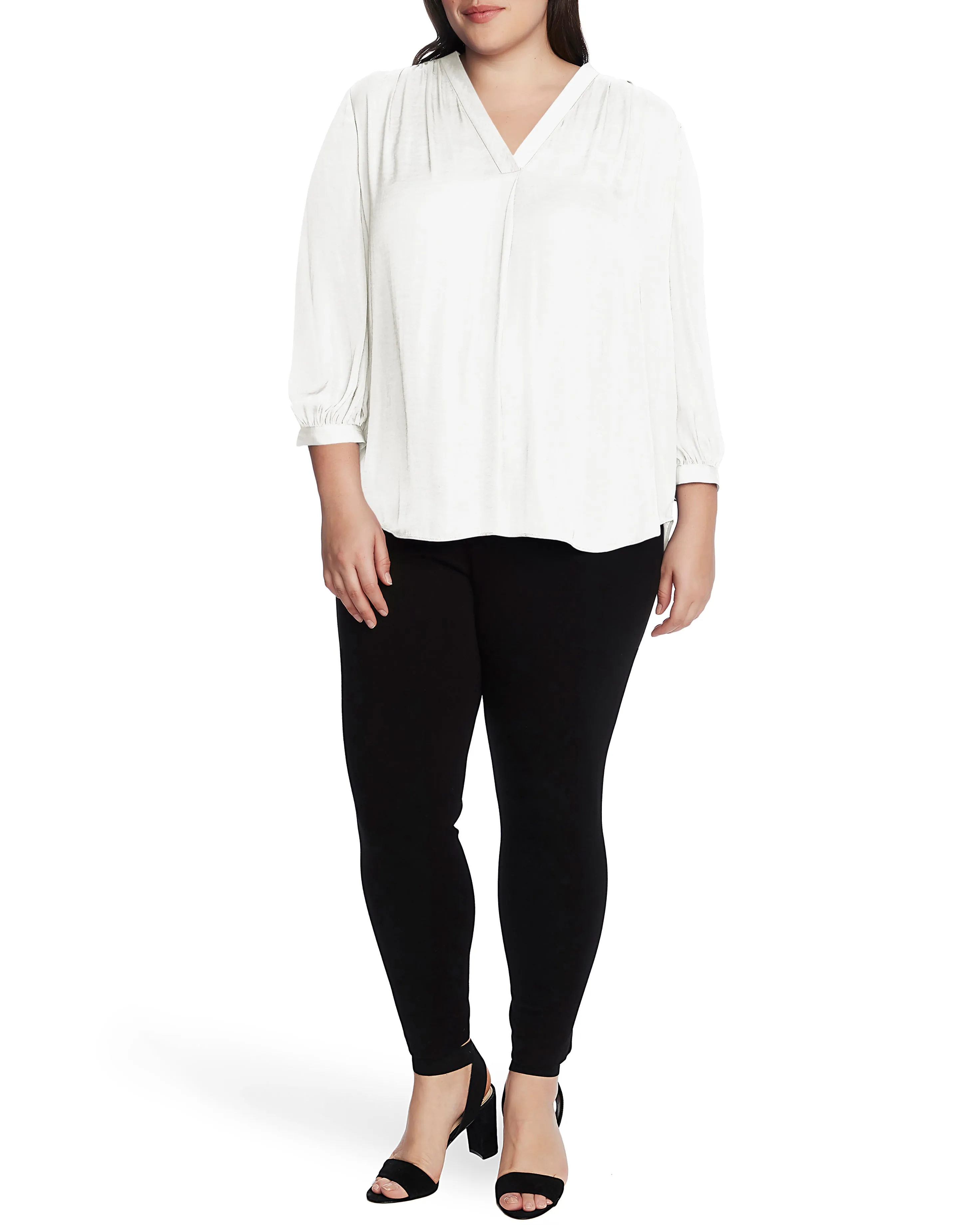 Plus-Size V-Neck Inverted Pleat Top