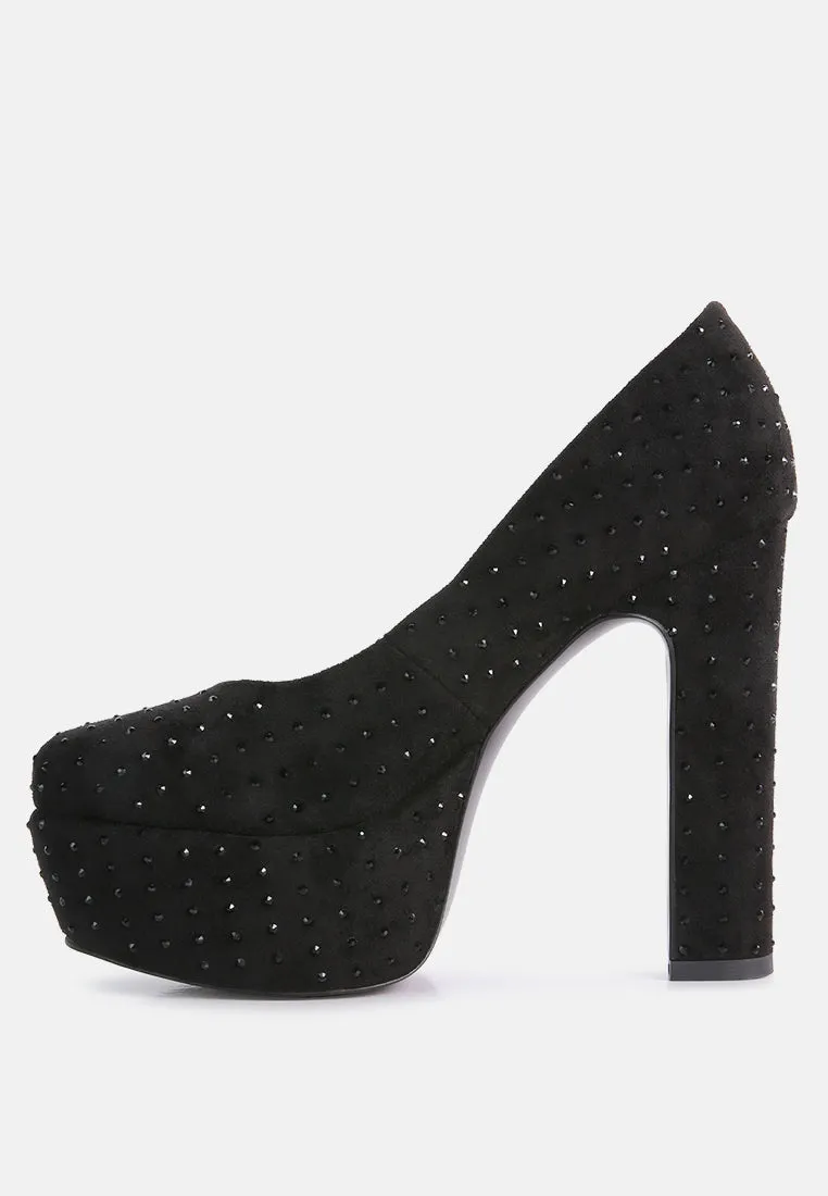 POPPINS Black Glinting Platform High Pumps