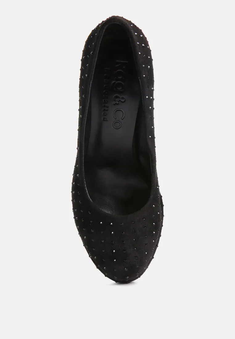 POPPINS Black Glinting Platform High Pumps