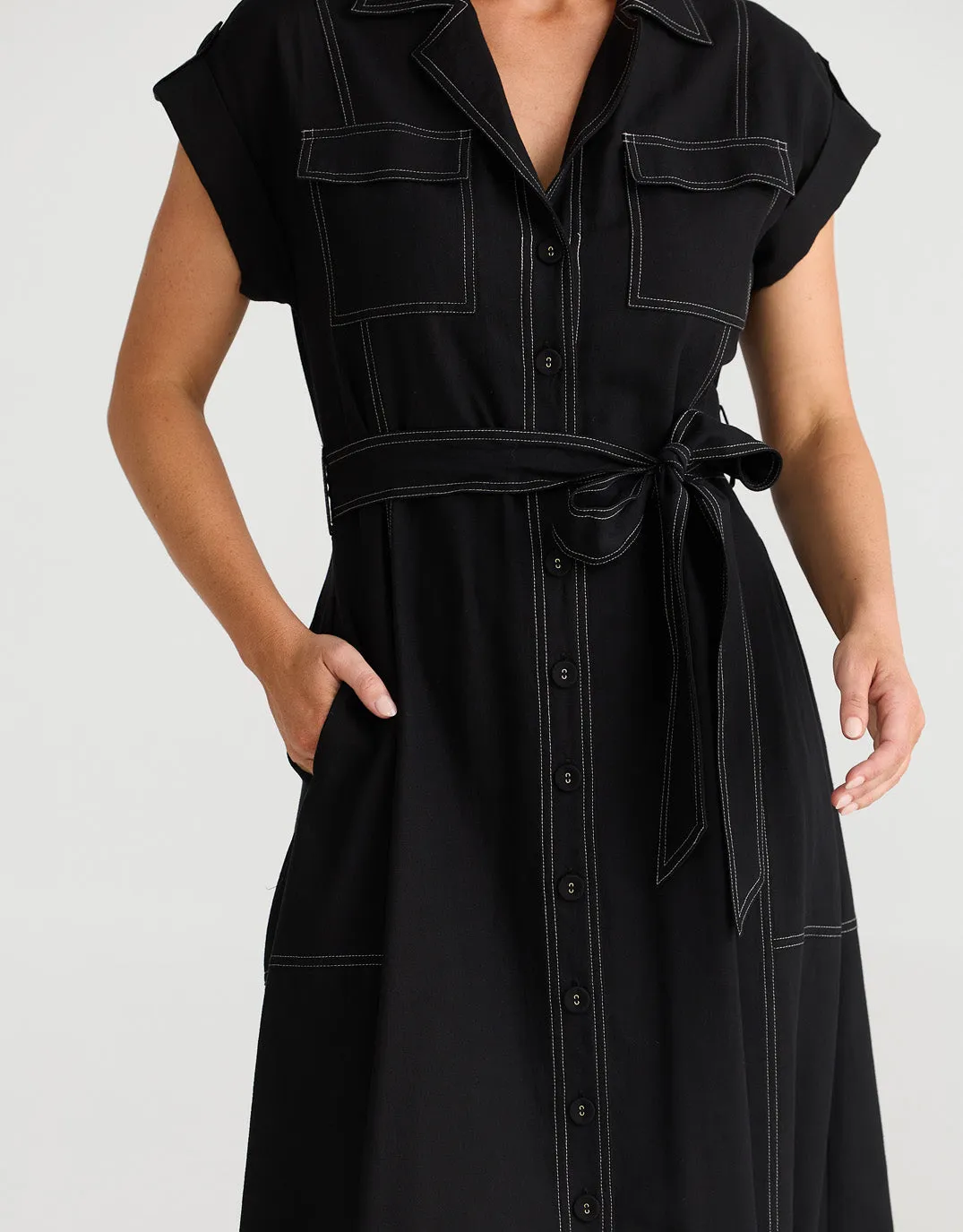 Portia Midi Dress - Black