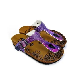 Purple, Blue, Pink Colored Space Star Bright, Patterned Sandal - CAL525