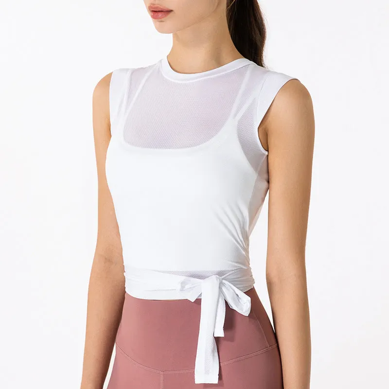 Quick Drying Sheer Sleeveless Tying Top