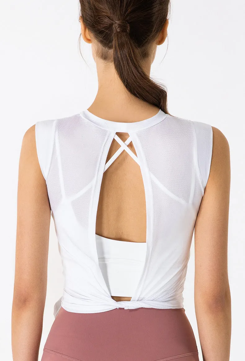 Quick Drying Sheer Sleeveless Tying Top