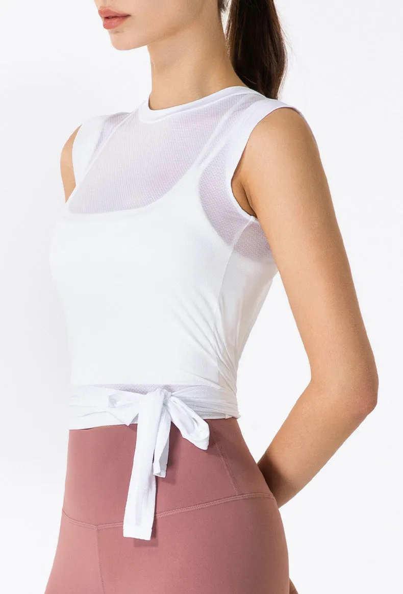 Quick Drying Sheer Sleeveless Tying Top