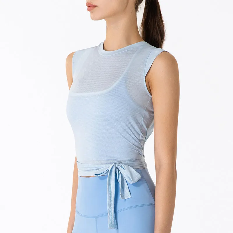 Quick Drying Sheer Sleeveless Tying Top