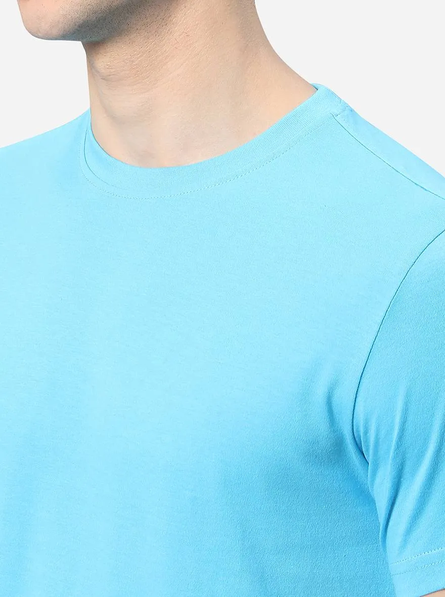 Rivera Blue Solid Slim Fit T-Shirt | JadeBlue