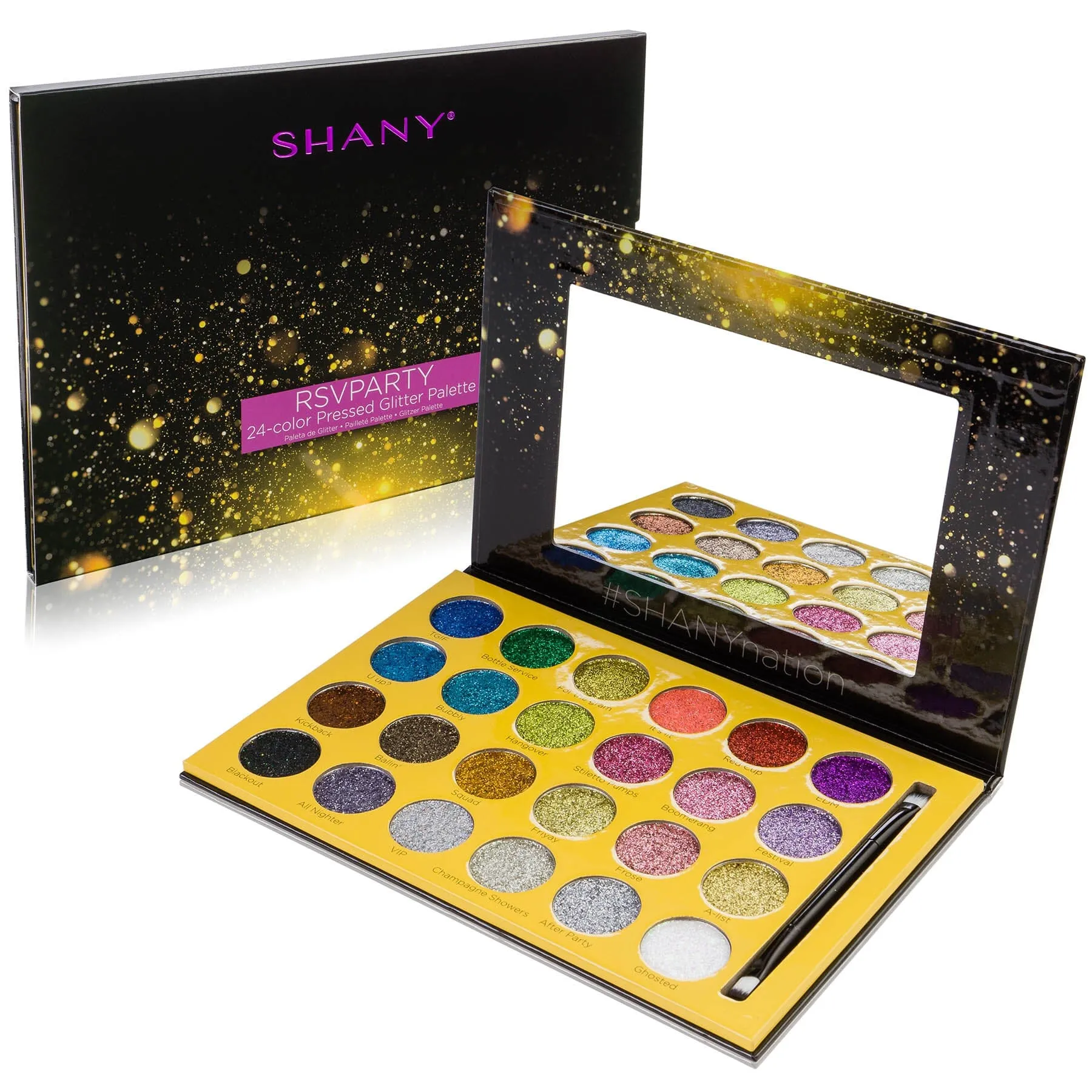 RSVParty Glitter Palette - 24 Pressed Glitter Pigments for Face and Body