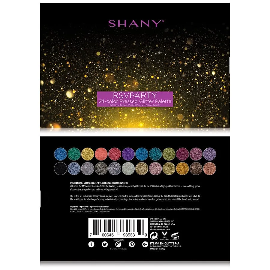 RSVParty Glitter Palette - 24 Pressed Glitter Pigments for Face and Body