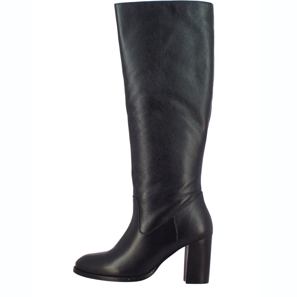 Saint Claretta Black Leather Knee High Slouch Boots