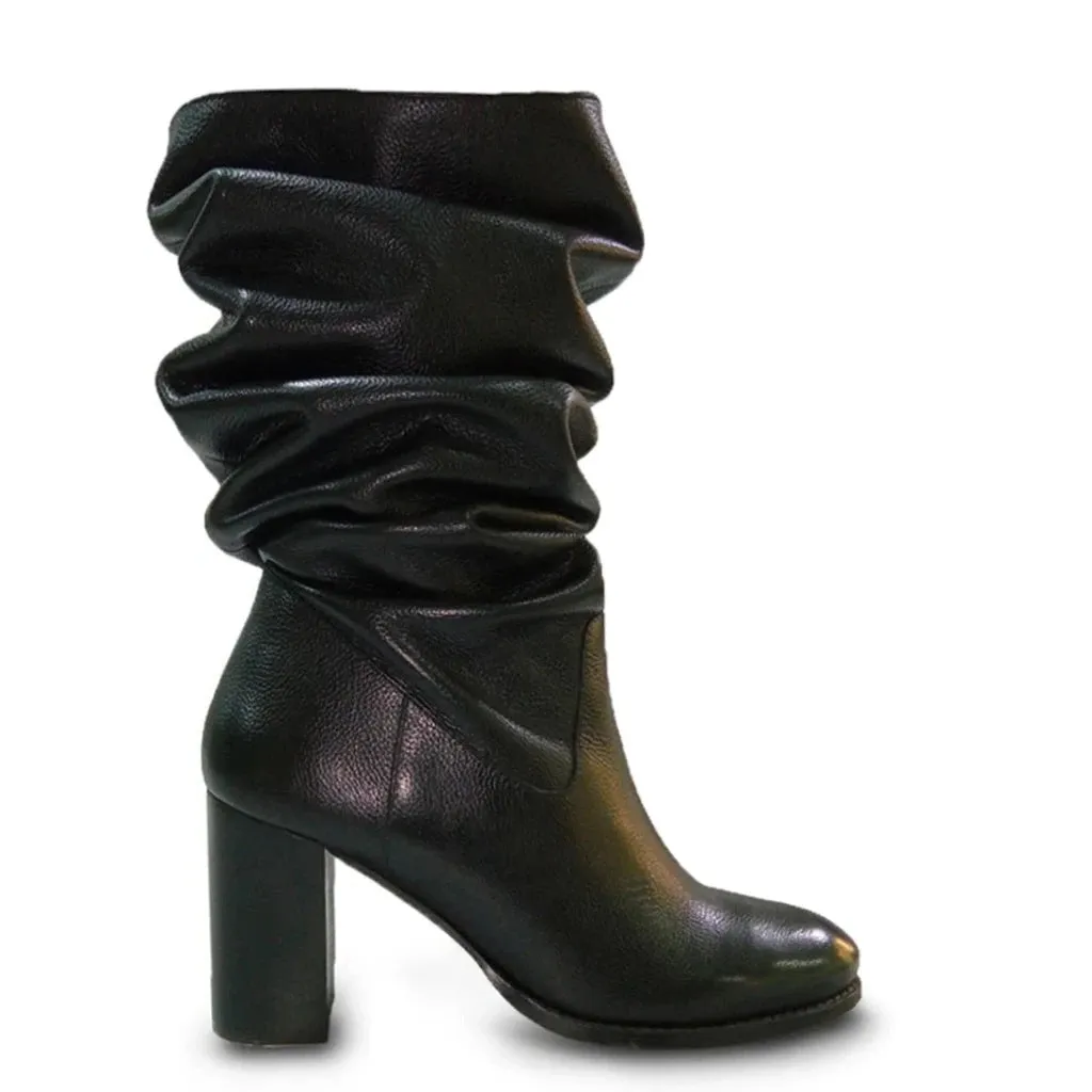 Saint Claretta Black Leather Knee High Slouch Boots