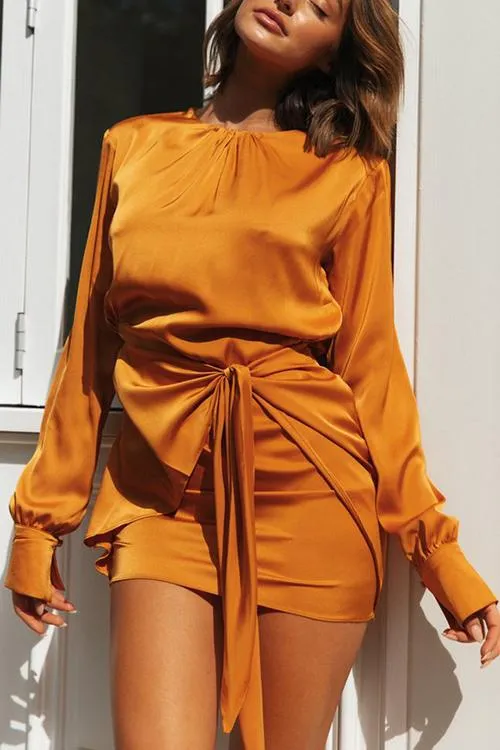 Soak It Up Satin Puff Sleeve Mini Dress