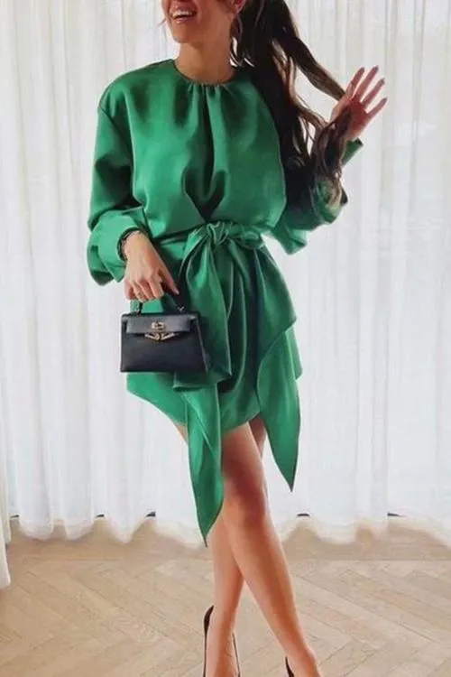 Soak It Up Satin Puff Sleeve Mini Dress