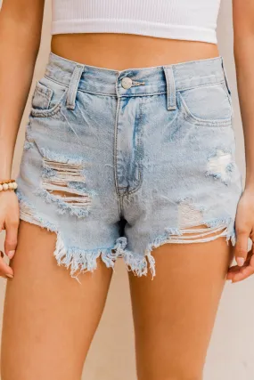 Southern Destination Raw Hem Light Wash Jean Shorts FINAL SALE