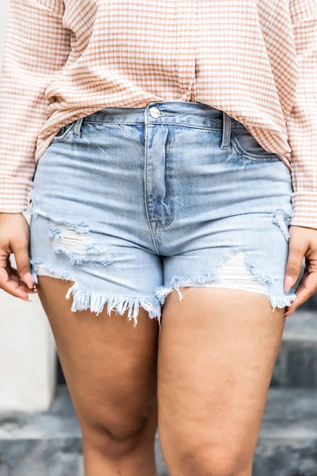 Southern Destination Raw Hem Light Wash Jean Shorts FINAL SALE