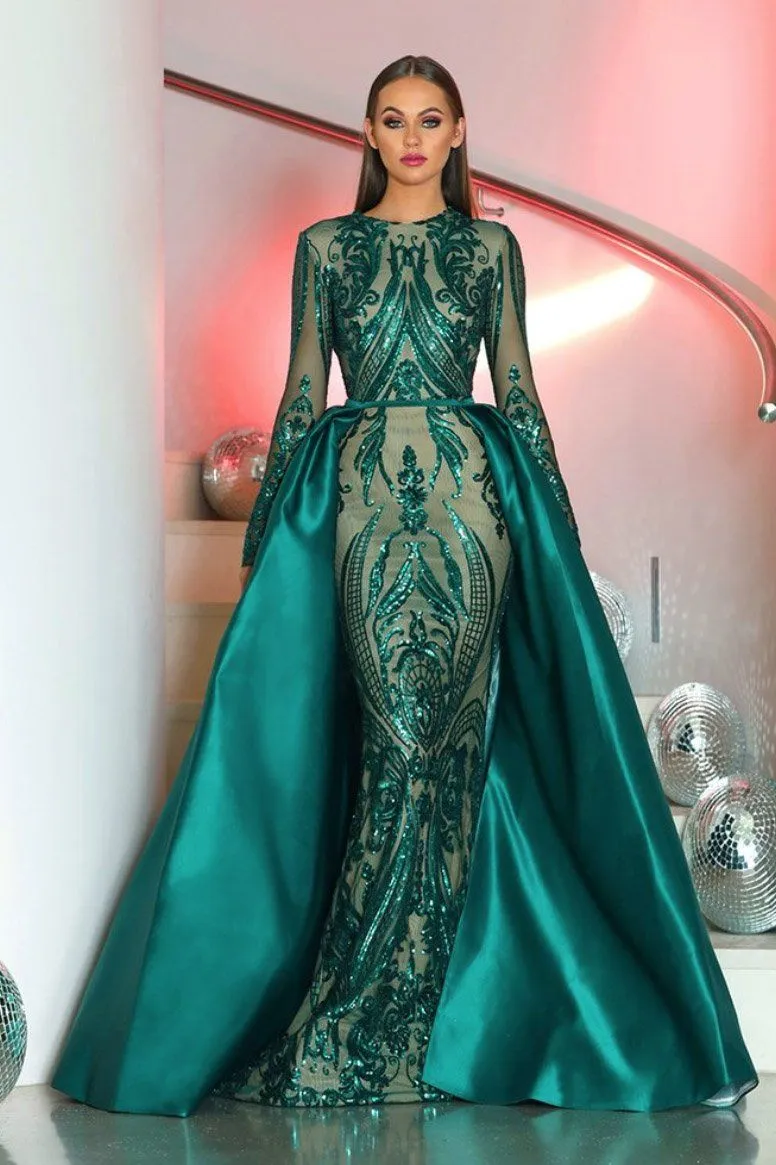 Style 1705 Long Sleeve Gown in Emerald by Portia & Scarlett (Last Pieces - S & XXL)