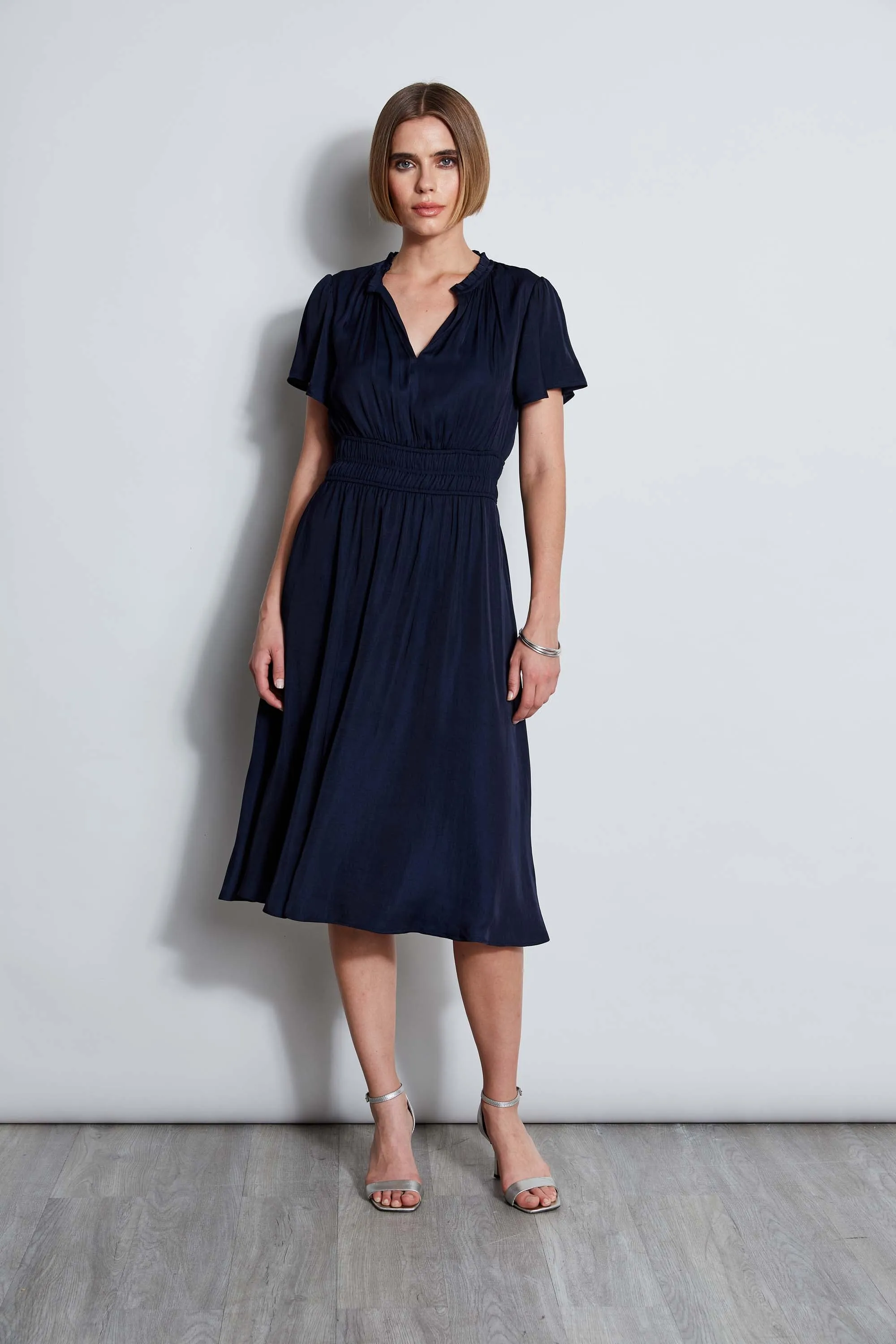 T-Tahari Flutter Sleeve Midi Dress