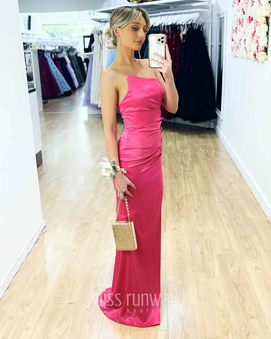 Tayla Satin Gown - Fuchsia