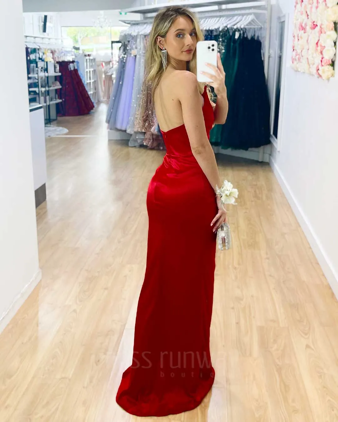 Tayla Satin Gown - Red