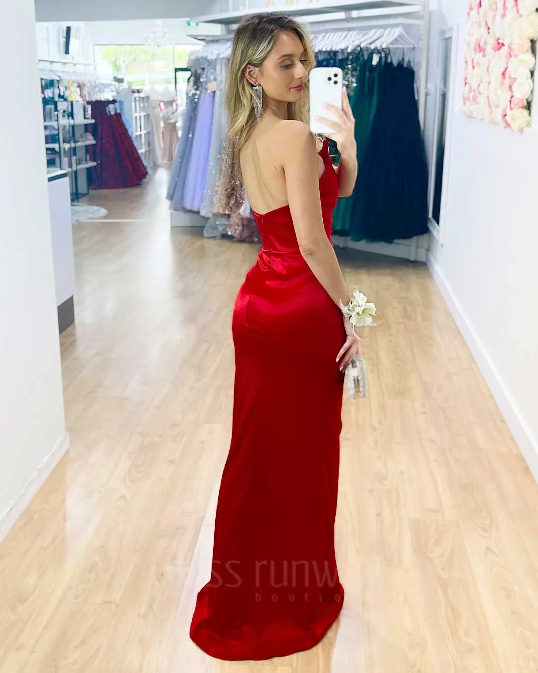 Tayla Satin Gown - Red