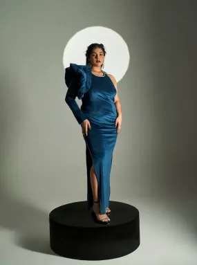 Topaz Blue Velvet Gown