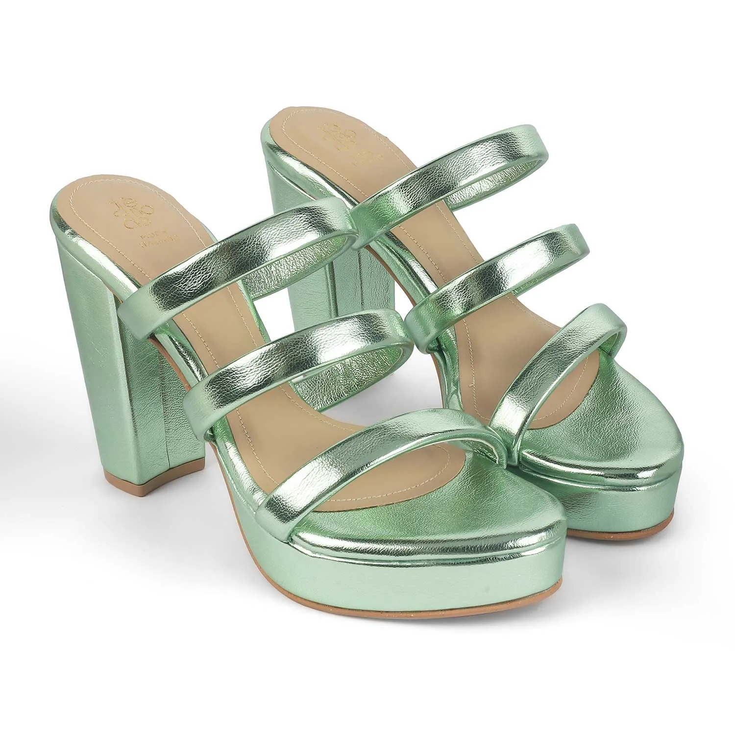 Tresmode Roxy Green Women's Dress Block Heel Sandals