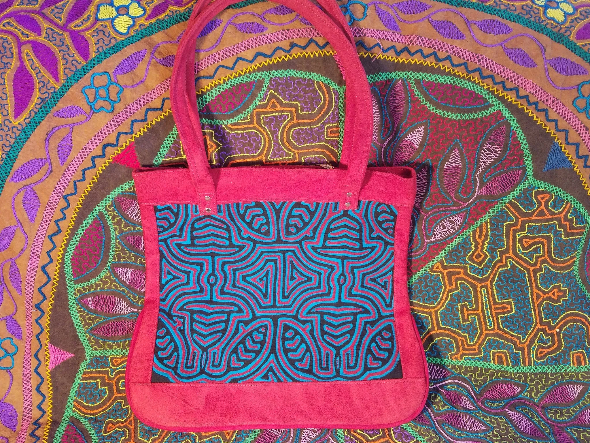 Tribal Textile Vegan Mola Purse Geometric