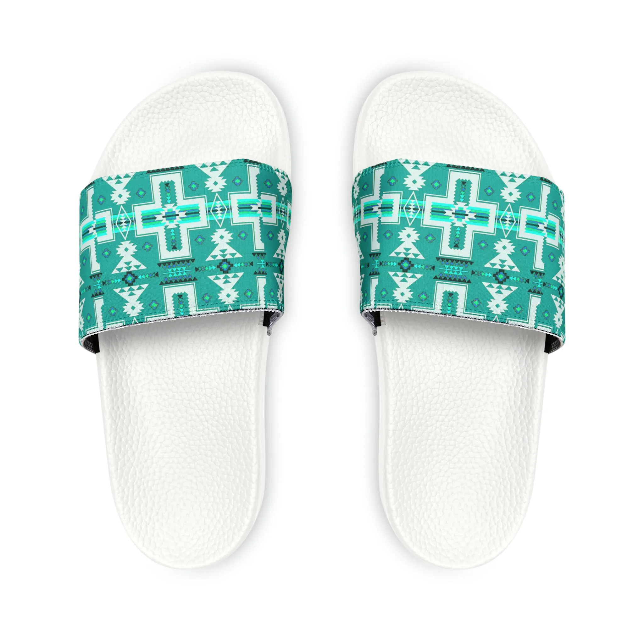 Turquoise native print Women's PU Slide Sandals