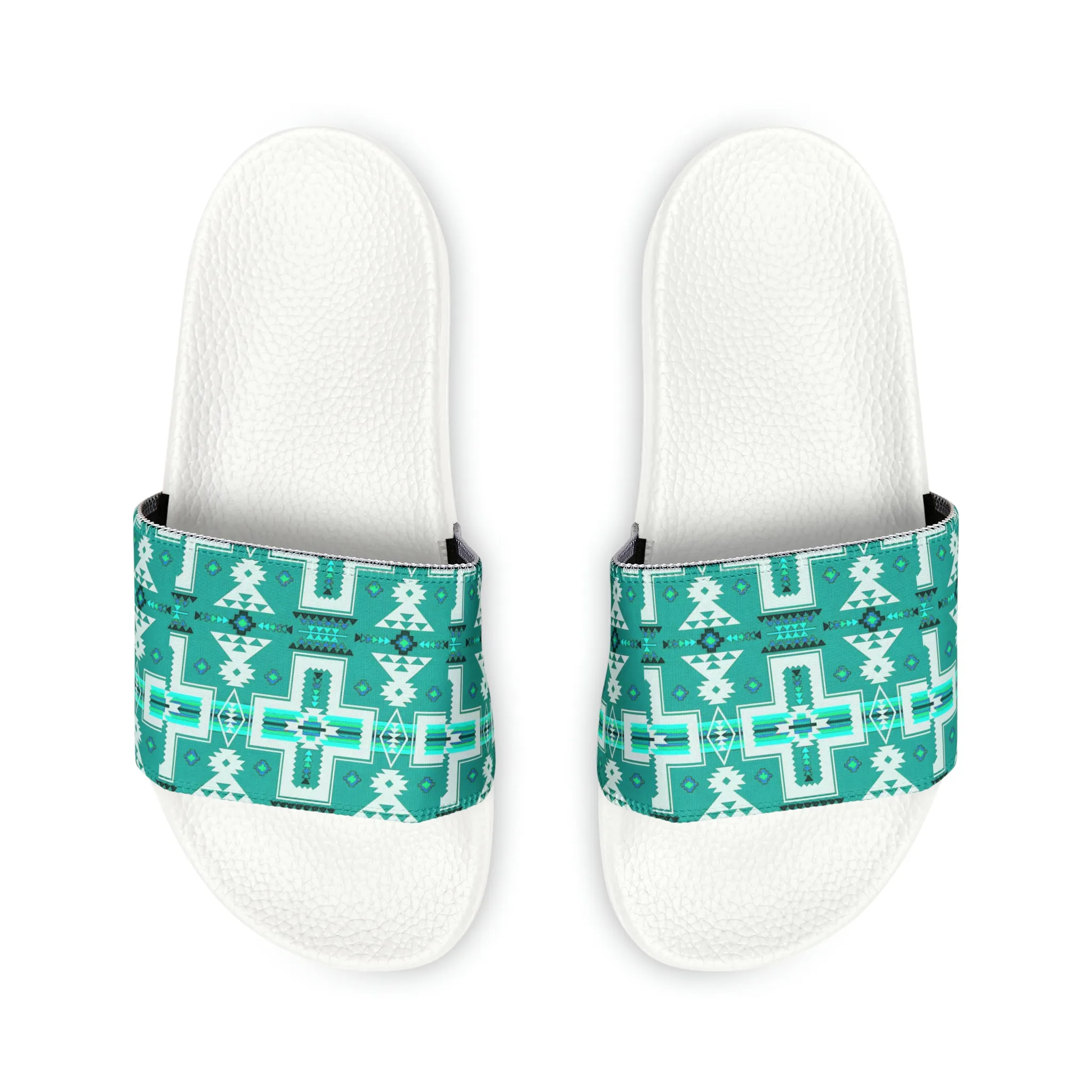 Turquoise native print Women's PU Slide Sandals