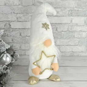 White Gonk With Gold Star Christmas Decoration 50cm