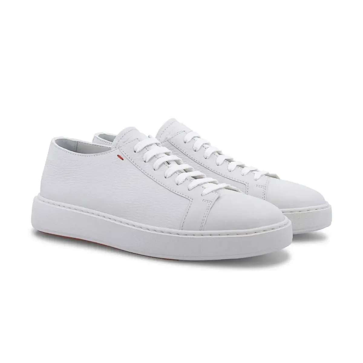 White Leather Low-Top Sneakers