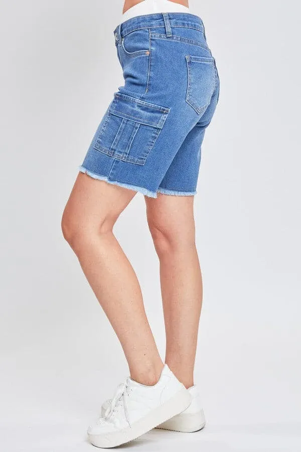 Women's Cargo Bermuda With Frayed Hem