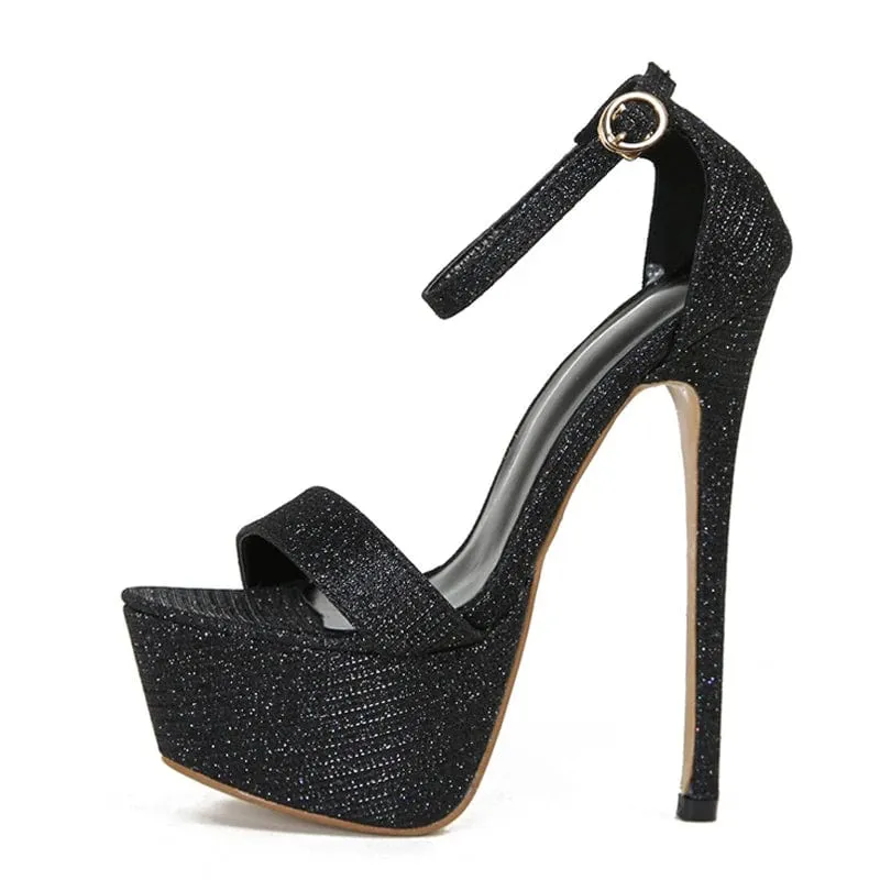 Women's Catwalk Sequined Platform Sandals: Sexy Open Toe, High Heels, Party Shoes