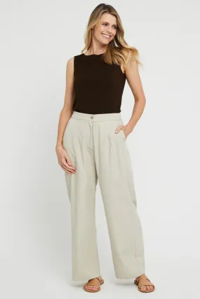 Woven Wide Leg Pant - Bone