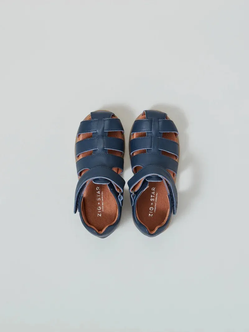 Zig   Star: Cosmic Closed Toe Kids Sandals - Navy